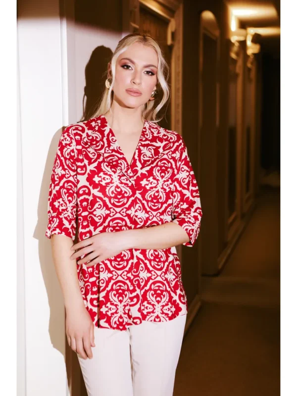 Ženska bluza šireg kroja sa reverom - Slika 1