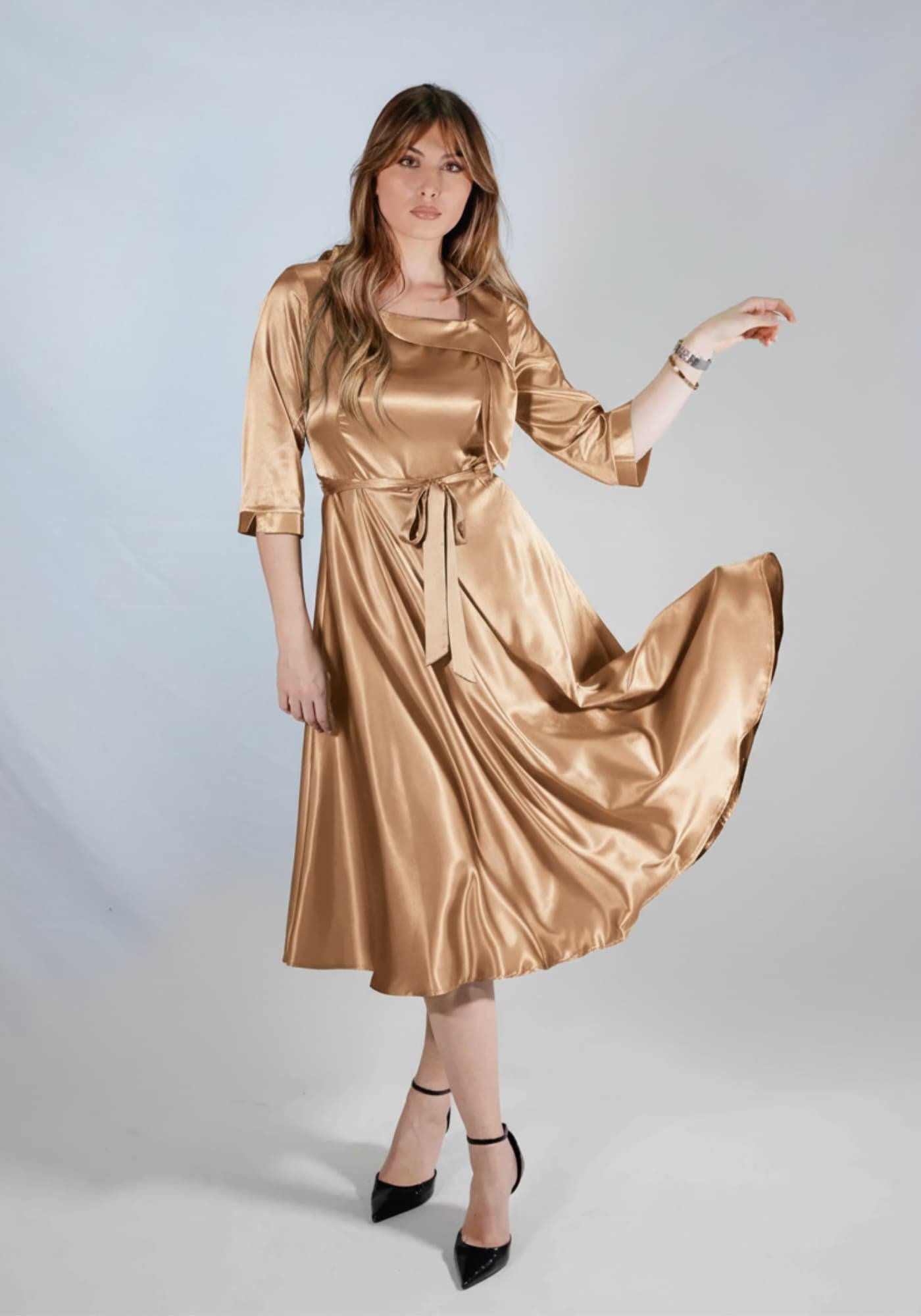 Dizajn bez naslova (4) Satenska midi haljina - Slika 1